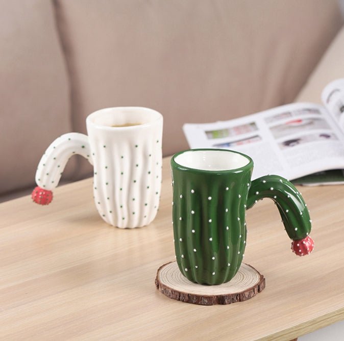 The Oasis Grounding Tea Mug on a modern clean office desk setup, styled as biophilic workspace decor.
